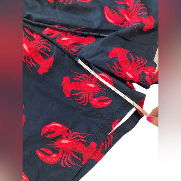 Men’s navy blue red nautical lobster swim shorts pull on swim trunks 36-38 L - Picture 2 of 6